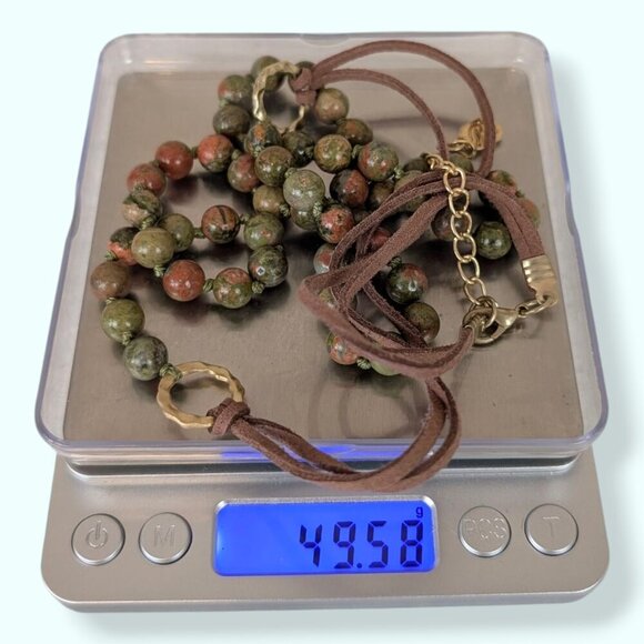 Yousi Bohemian Knotted Unakite Necklace - Picture 5 of 5